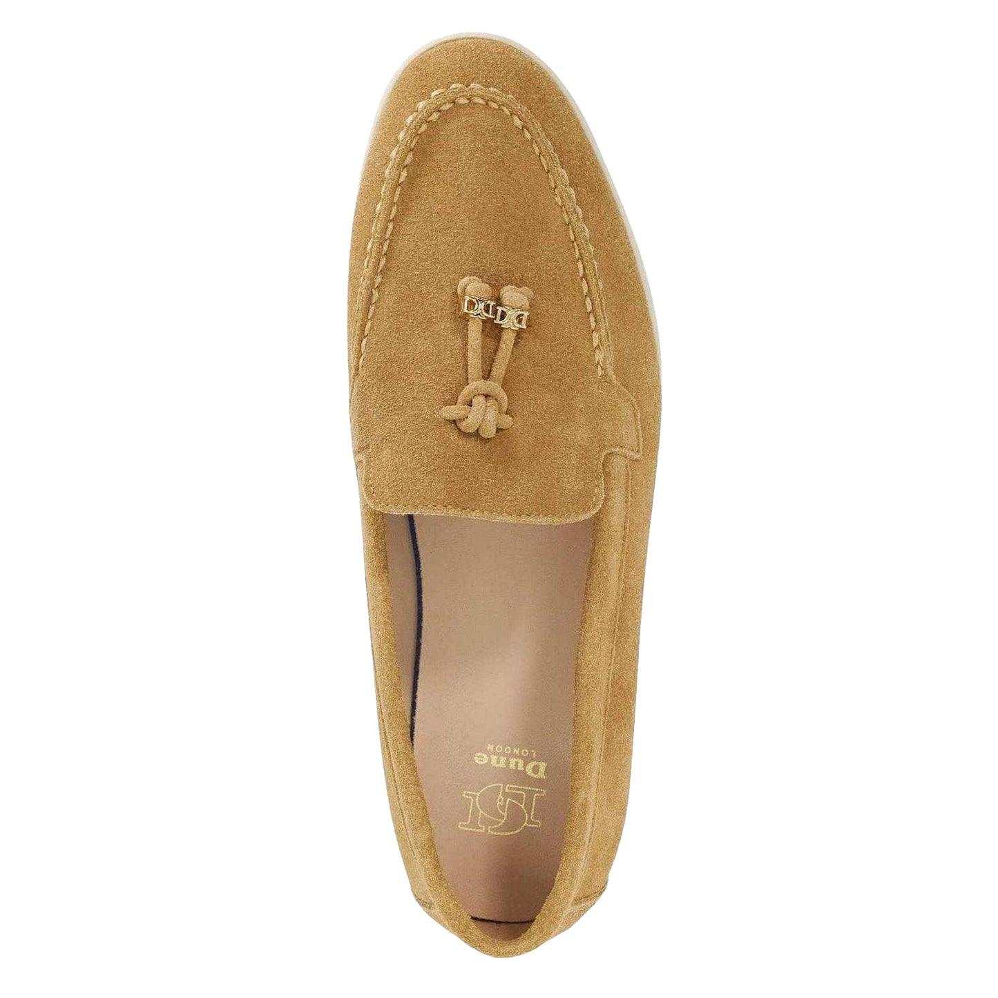 Camel - Side - Dune London Womens-Ladies Gasil Suede Tassel Flat Loafers