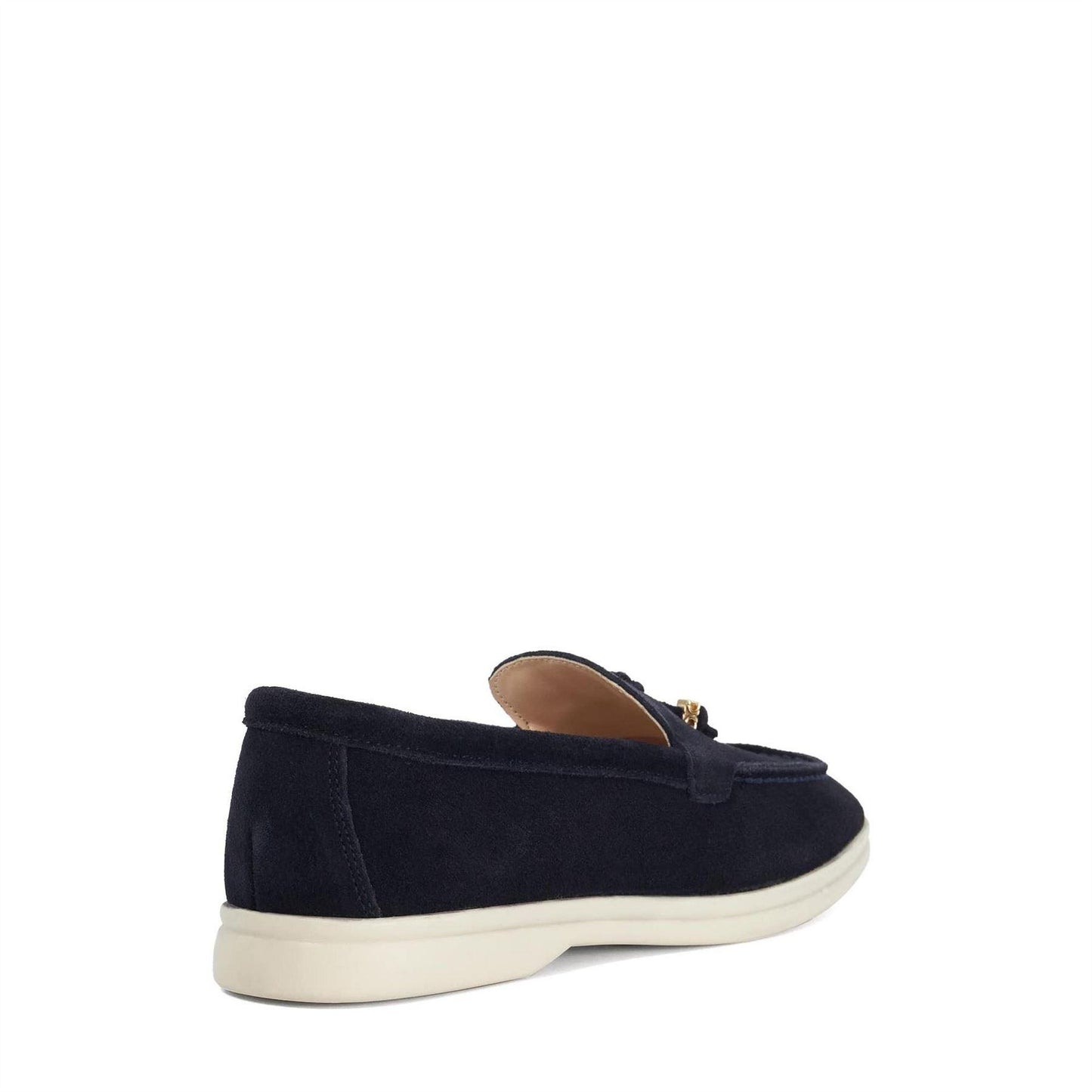 Navy - Side - Dune London Womens-Ladies Gasil Suede Tassel Flat Loafers
