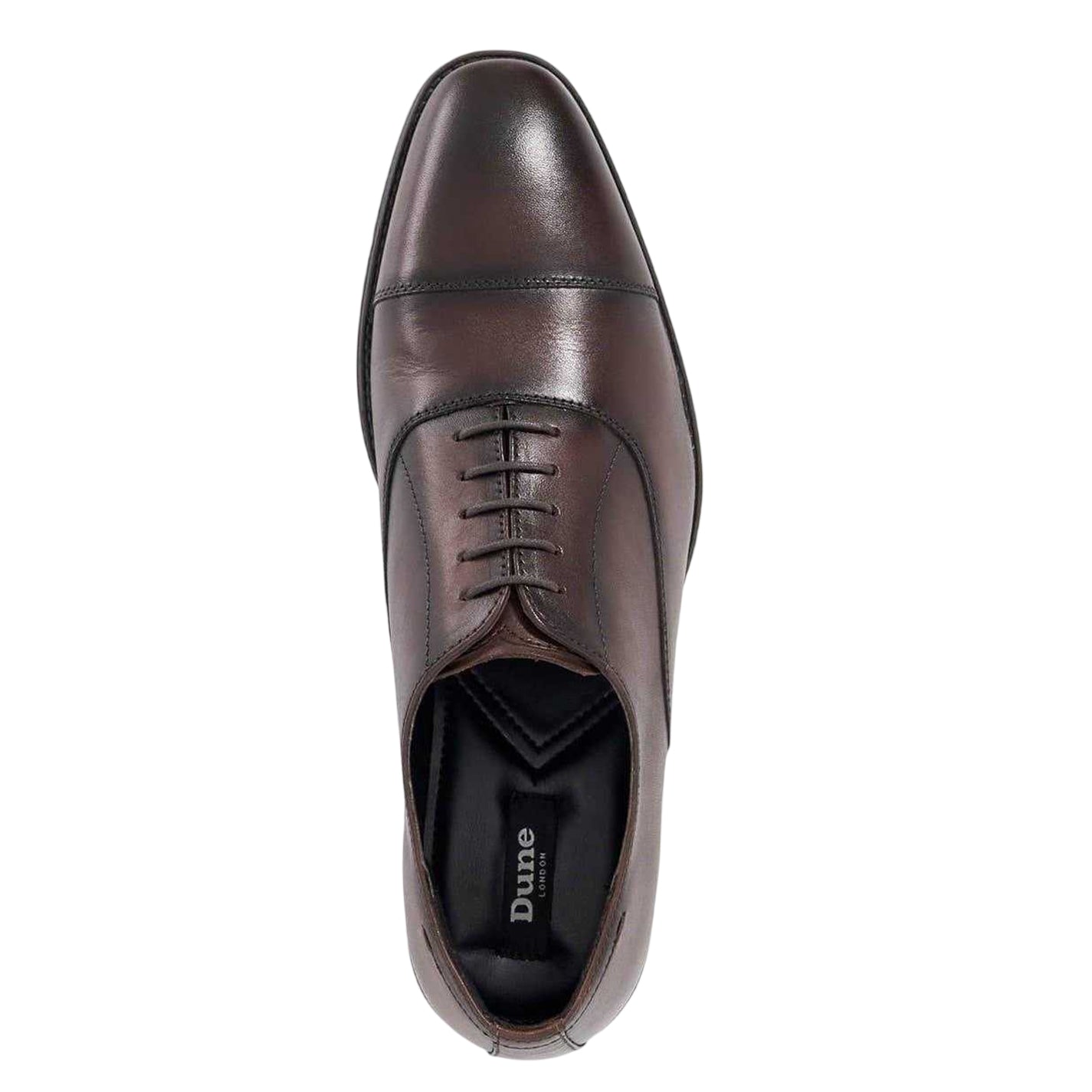 Dark Brown - Side - Dune London Mens Steffon Leather Oxford Shoes