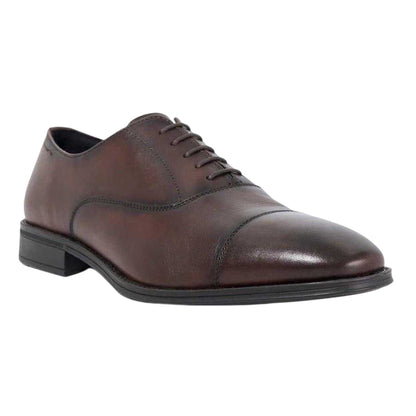 Dark Brown - Lifestyle - Dune London Mens Steffon Leather Oxford Shoes