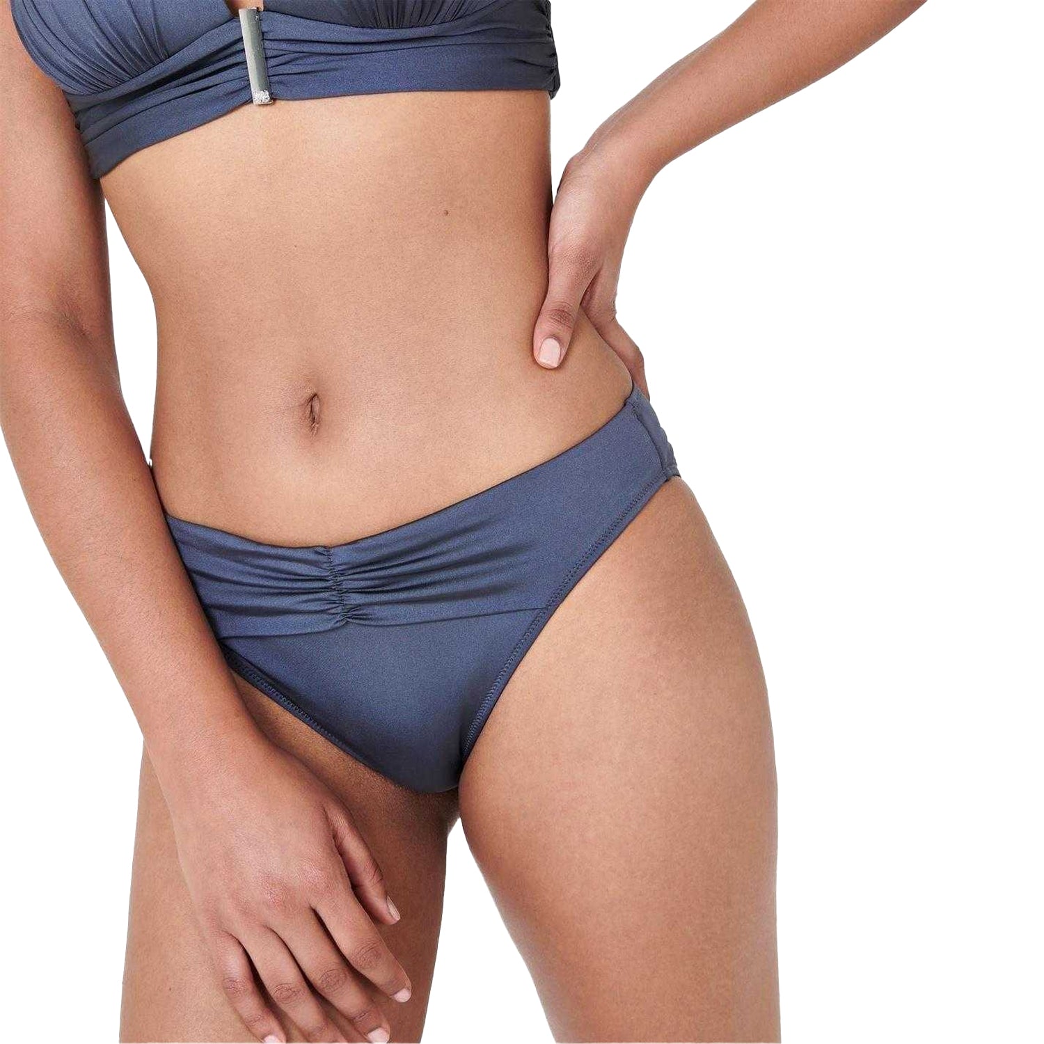 Grey - Side - Biba Womens-Ladies Ven Ruched Front Bikini Bottoms