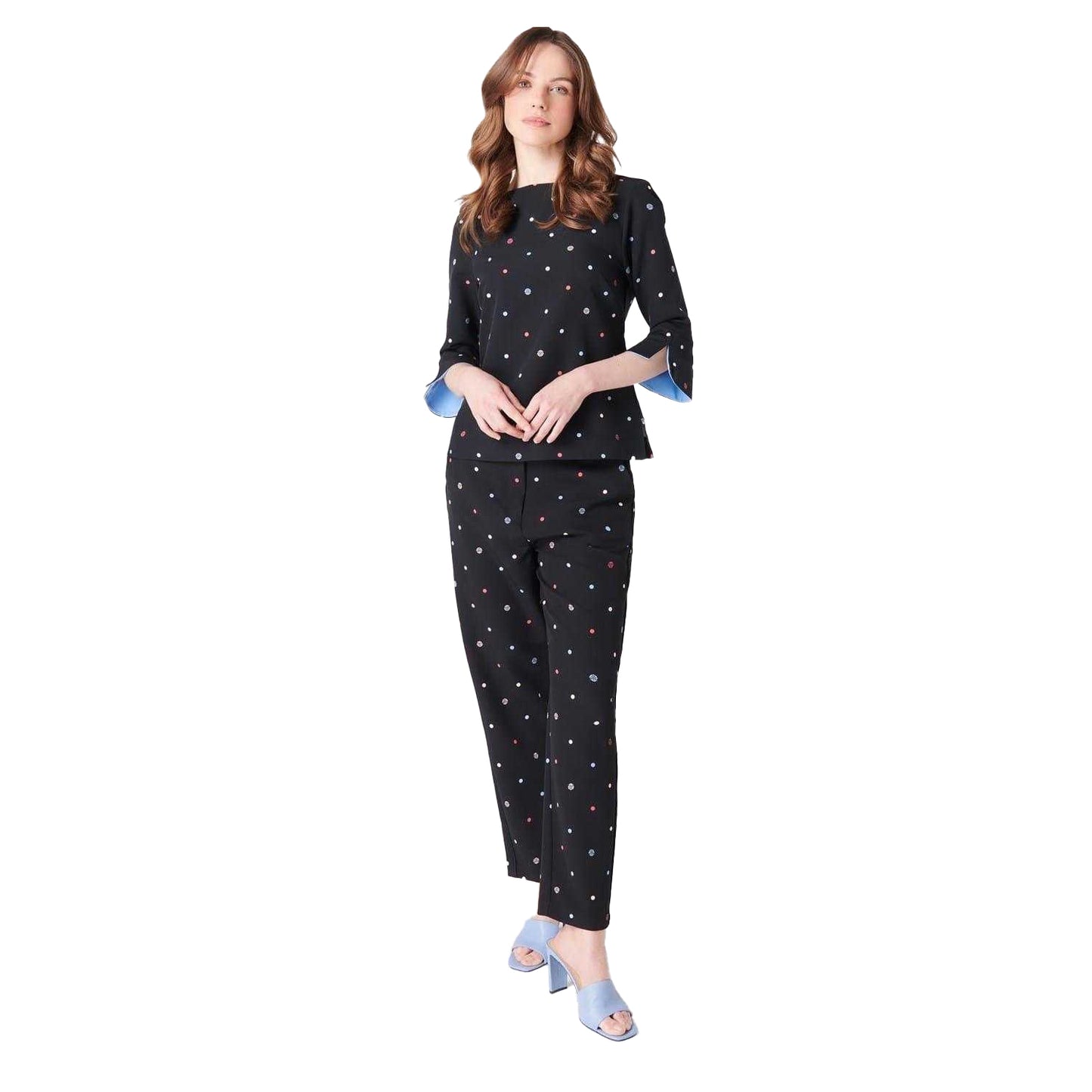 Black Print - Side - Biba Womens-Ladies Polka Dot Trousers