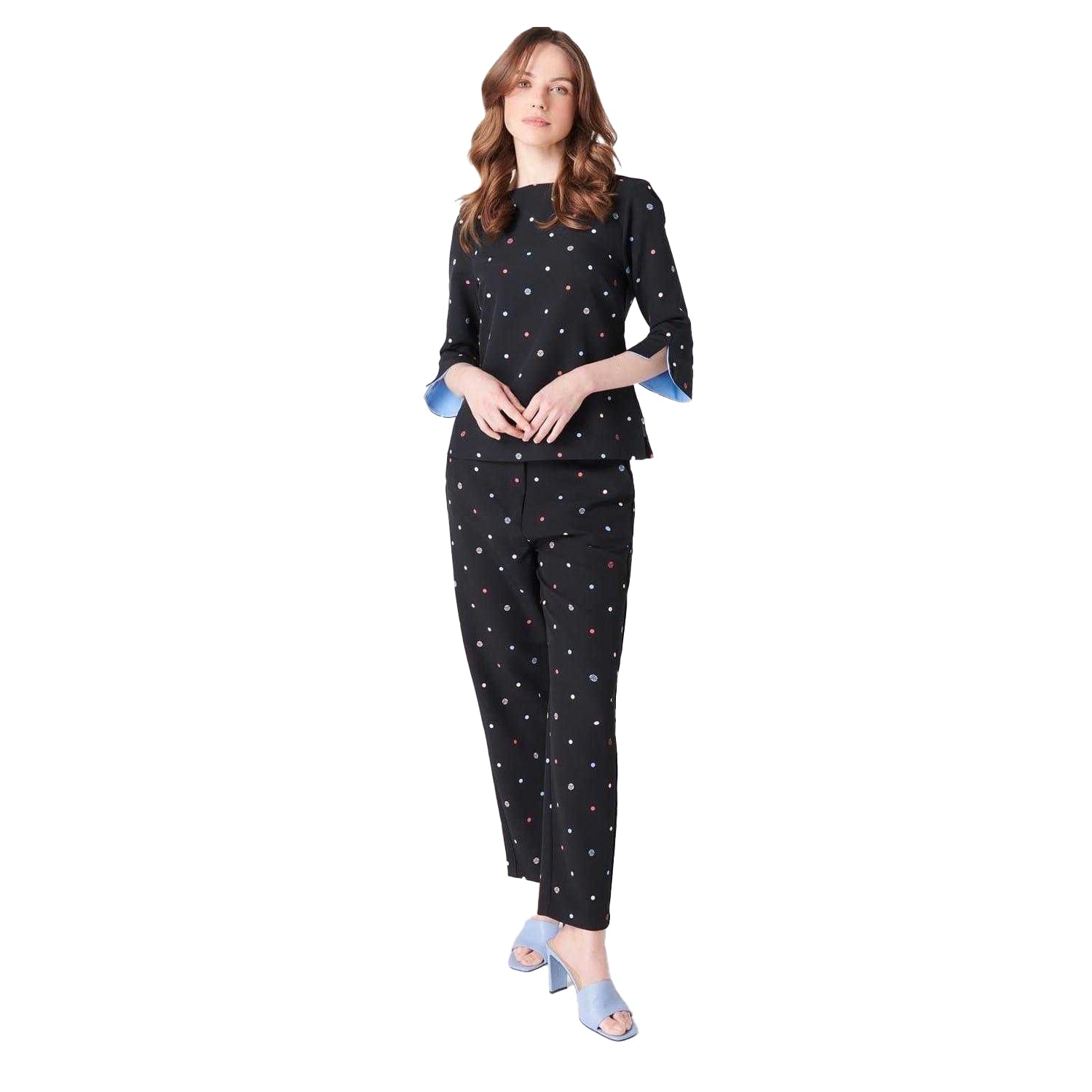 Black Print - Side - Biba Womens-Ladies Polka Dot Trousers