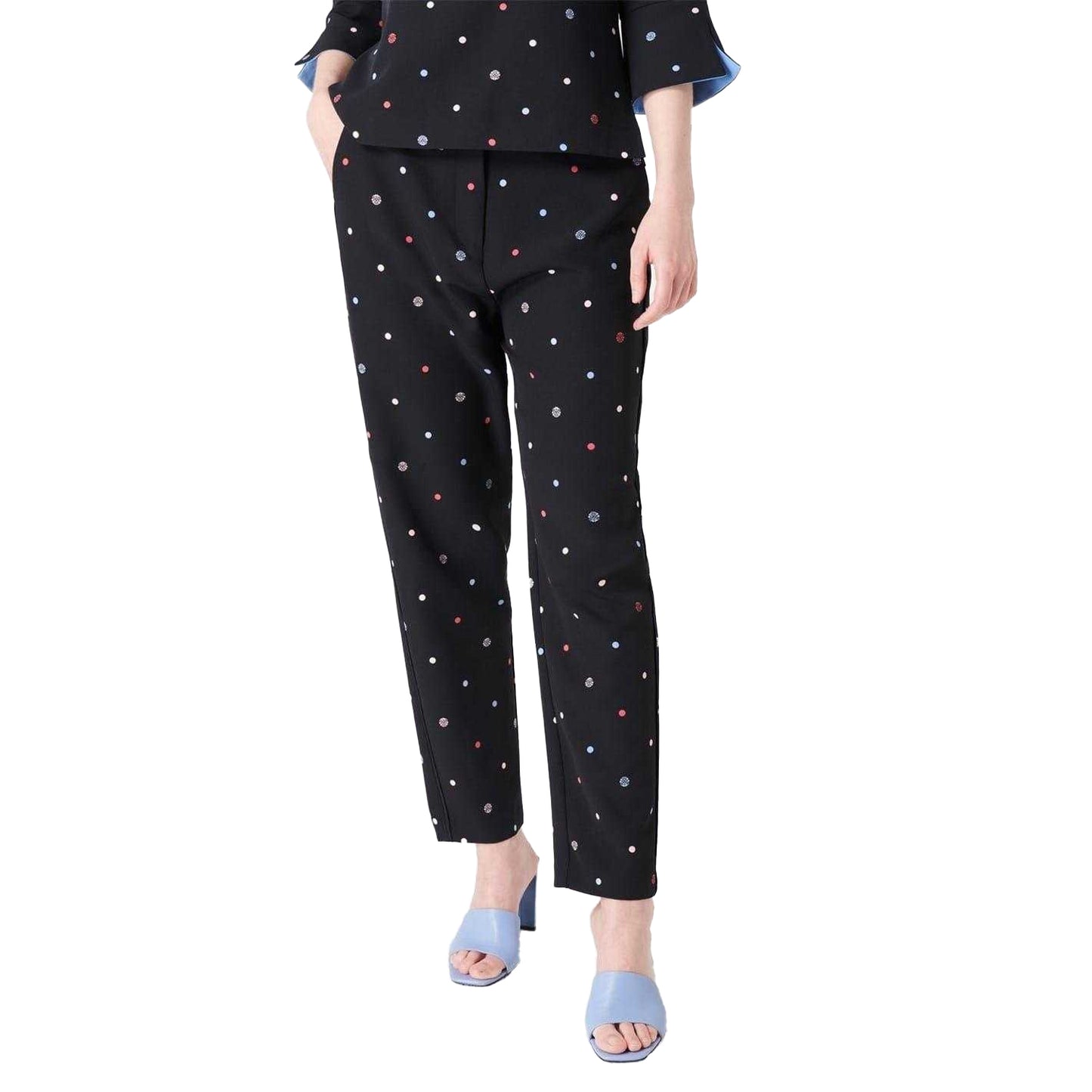 Black Print - Front - Biba Womens-Ladies Polka Dot Trousers