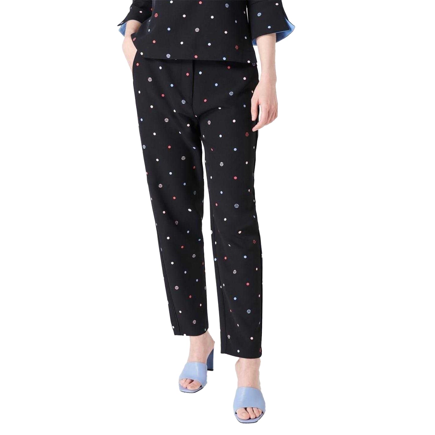 Black Print - Front - Biba Womens-Ladies Polka Dot Trousers