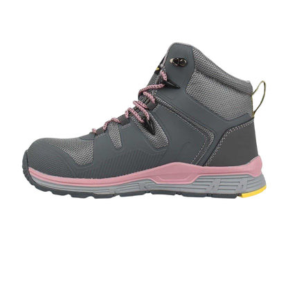 Grey-Pink - Side - Dunlop Womens-Ladies Baltimore Steel Toe Cap Safety Boots