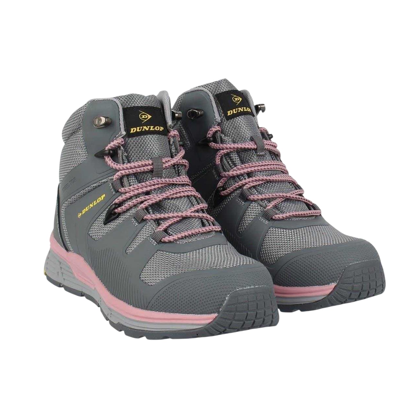Grey-Pink - Pack Shot - Dunlop Womens-Ladies Baltimore Steel Toe Cap Safety Boots