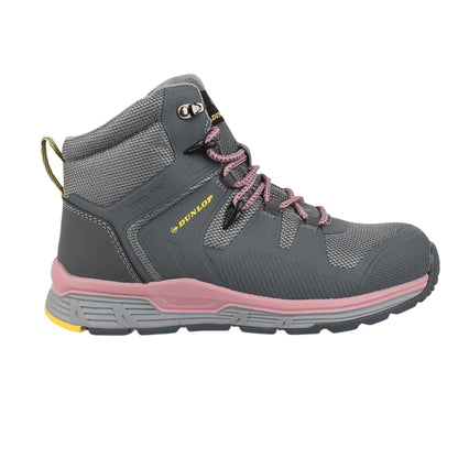 Grey-Pink - Front - Dunlop Womens-Ladies Baltimore Steel Toe Cap Safety Boots