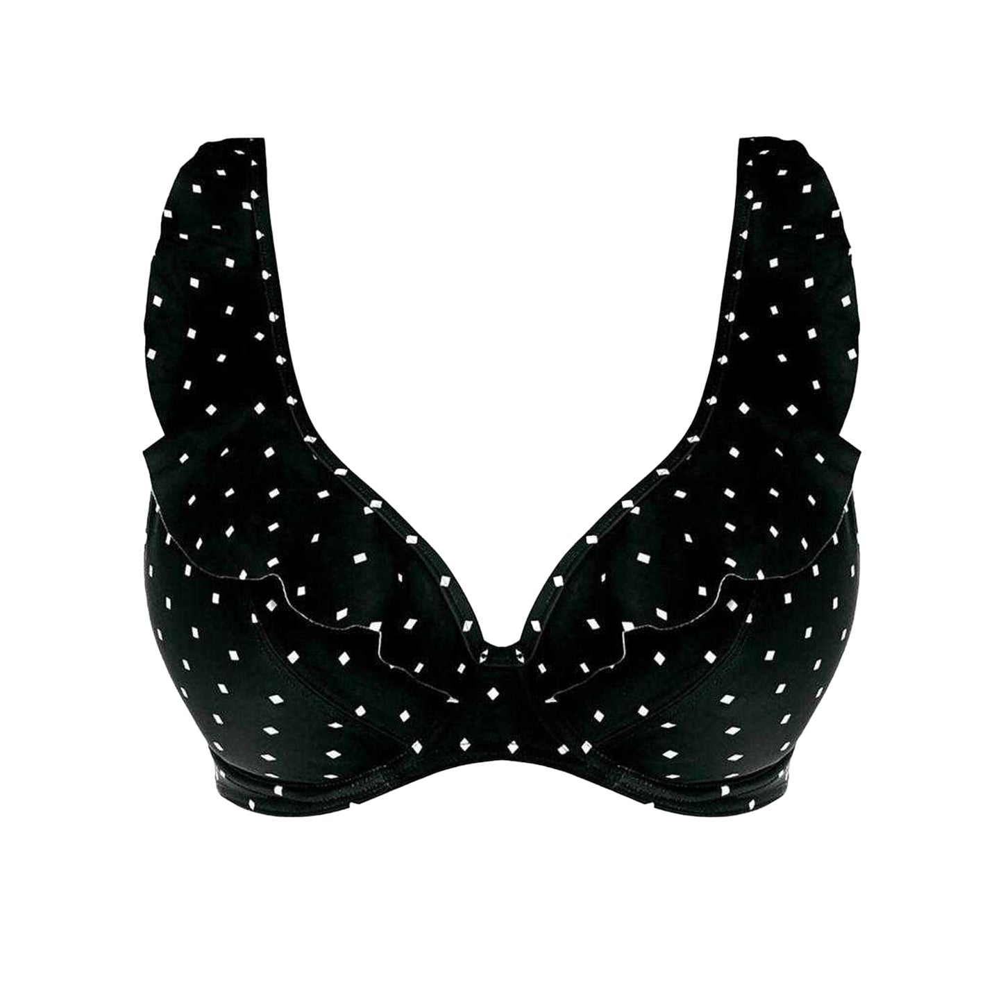 Black - Front - Freya Womens-Ladies Cove Diamond Tile Print Low Plunge Bikini Top