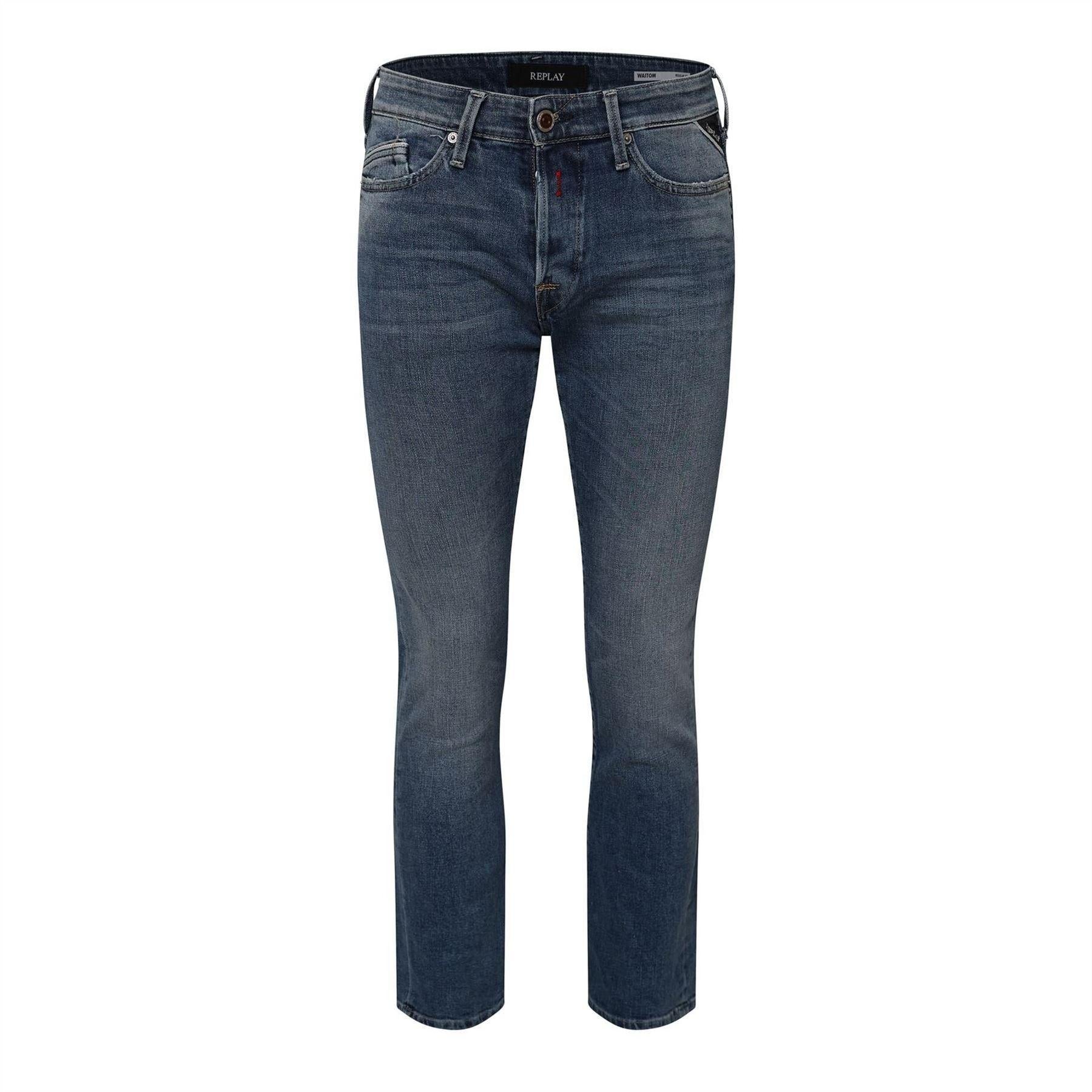 Blue - Front - Replay Mens Regular Jeans