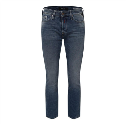 Blue - Front - Replay Mens Regular Jeans