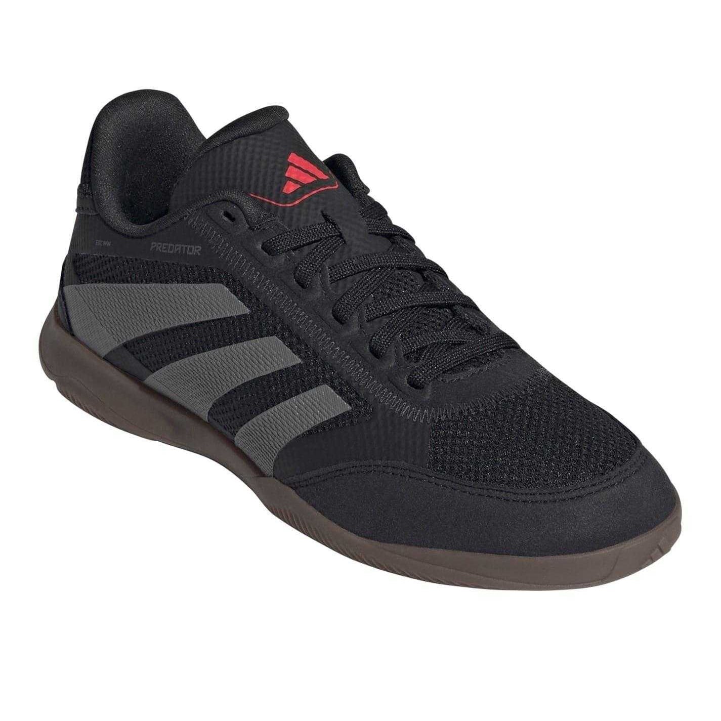 Black-Grey-Red - Pack Shot - Adidas Childrens-Kids Predator League 3 Stripes Suede Lace Up Trainers
