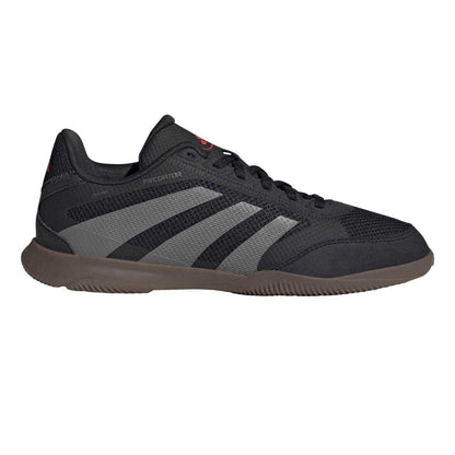 Black-Grey-Red - Front - Adidas Childrens-Kids Predator League 3 Stripes Suede Lace Up Trainers