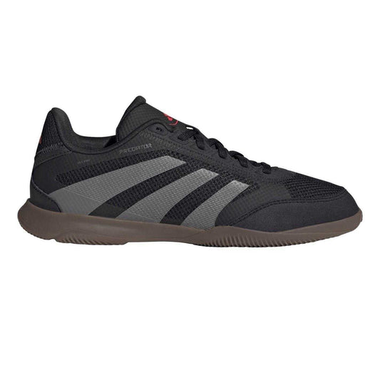 Black-Grey-Red - Front - Adidas Childrens-Kids Predator League 3 Stripes Suede Lace Up Trainers