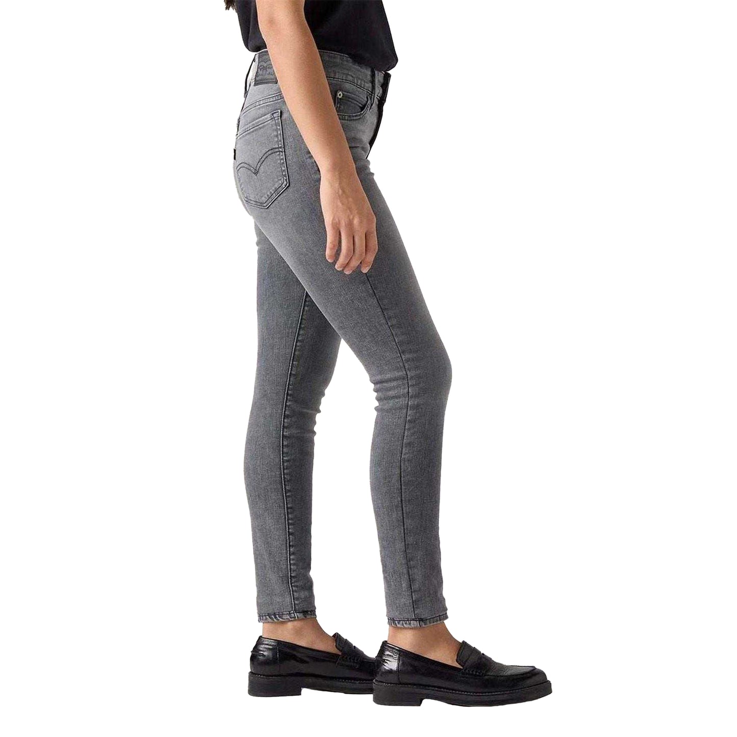 Light Grey - Side - Levis Womens-Ladies 711 Double Button Skinny Jeans