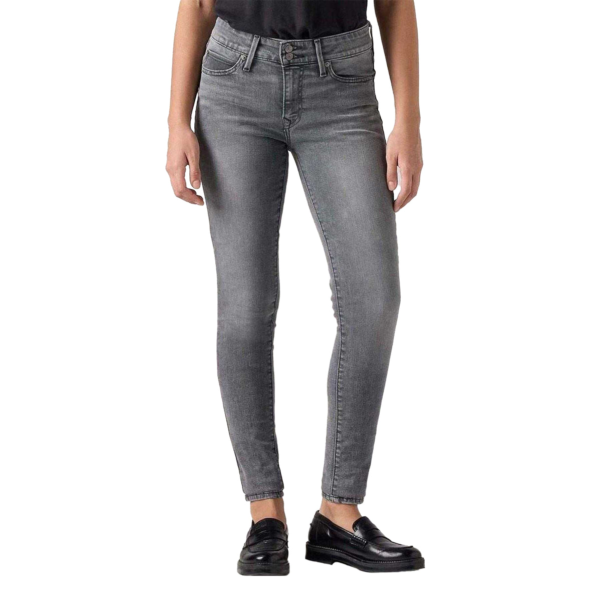 Light Grey - Lifestyle - Levis Womens-Ladies 711 Double Button Skinny Jeans