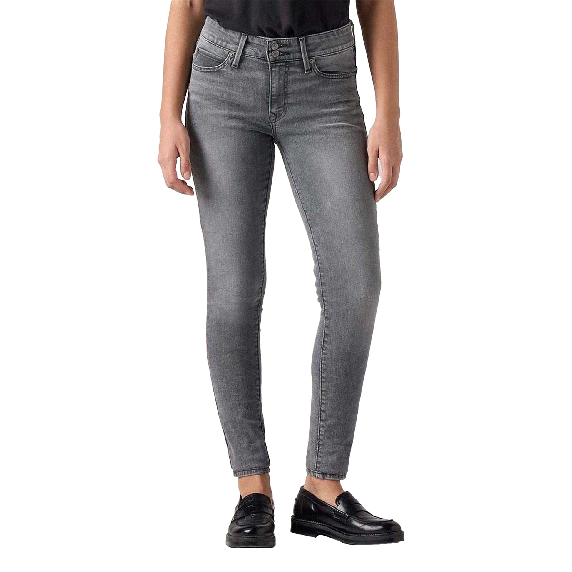 Light Grey - Lifestyle - Levis Womens-Ladies 711 Double Button Skinny Jeans