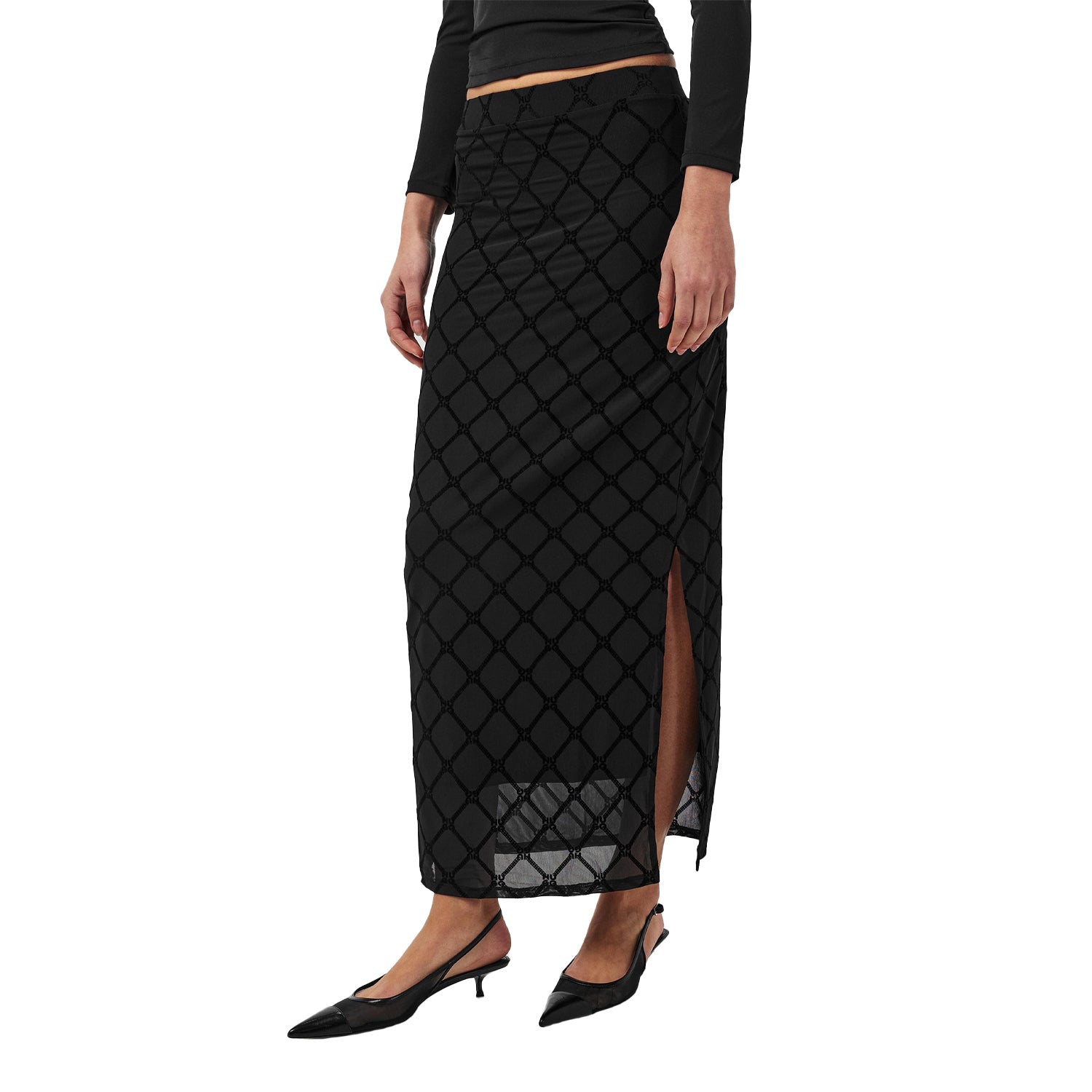 Black - Side - Hugo Womens-Ladies Geometric Pencil Skirt