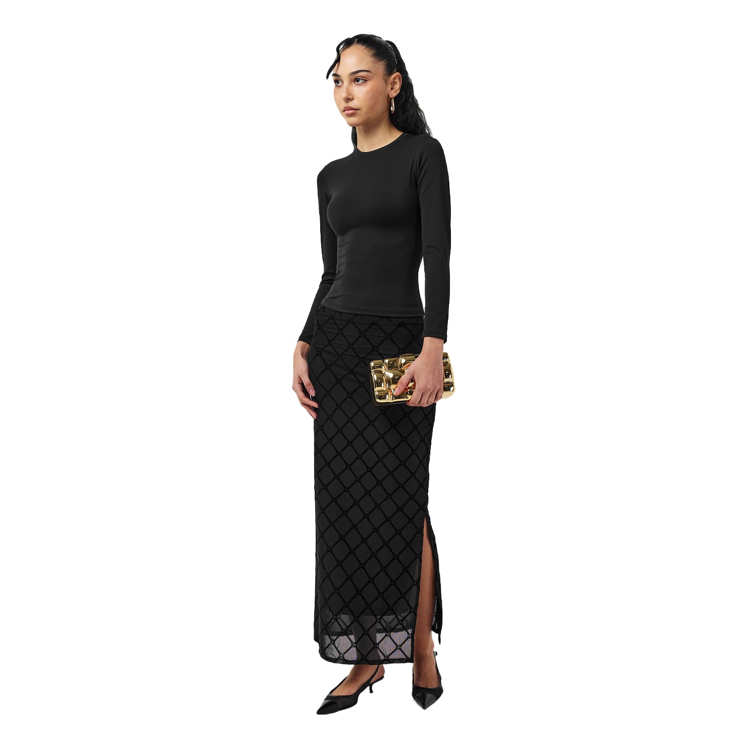 Black - Pack Shot - Hugo Womens-Ladies Geometric Pencil Skirt