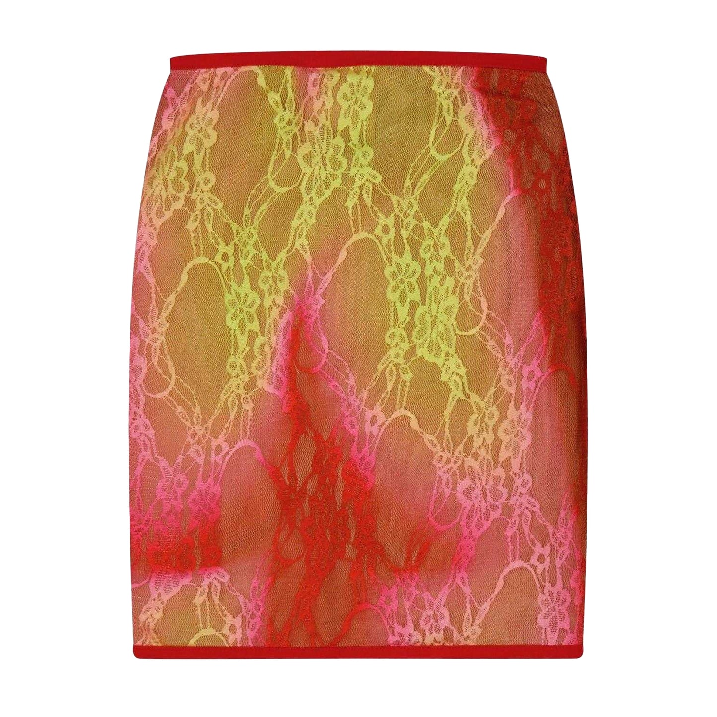 Red-Pink - Back - Sinead Gorey Womens-Ladies Floral Pattern Lace Pencil Skirt