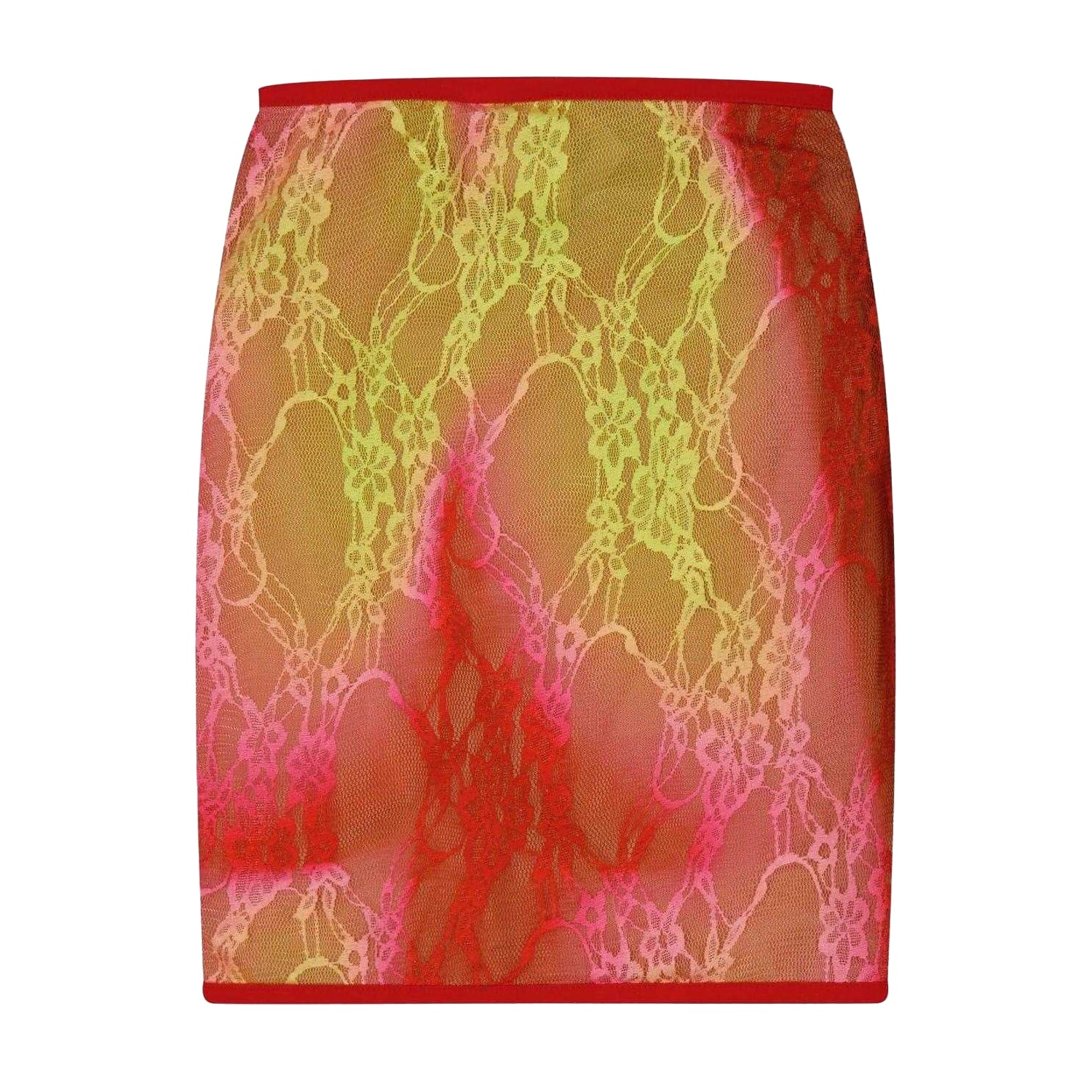 Red-Pink - Back - Sinead Gorey Womens-Ladies Floral Pattern Lace Pencil Skirt