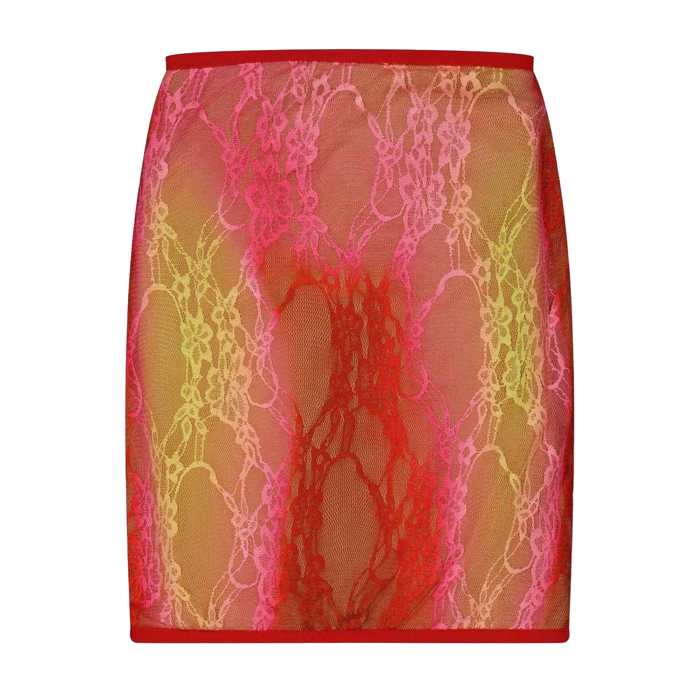Red-Pink - Front - Sinead Gorey Womens-Ladies Floral Pattern Lace Pencil Skirt