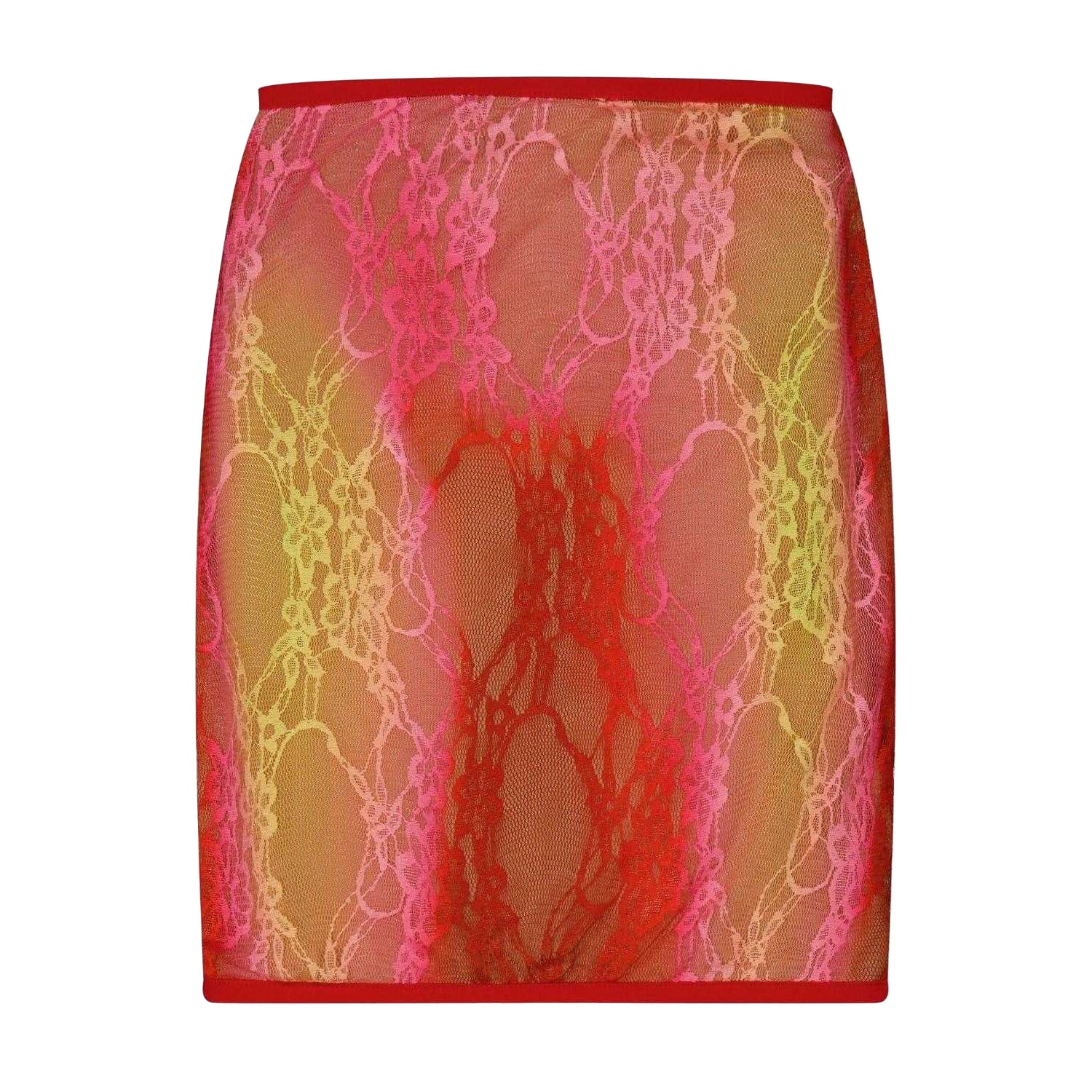Red-Pink - Front - Sinead Gorey Womens-Ladies Floral Pattern Lace Pencil Skirt