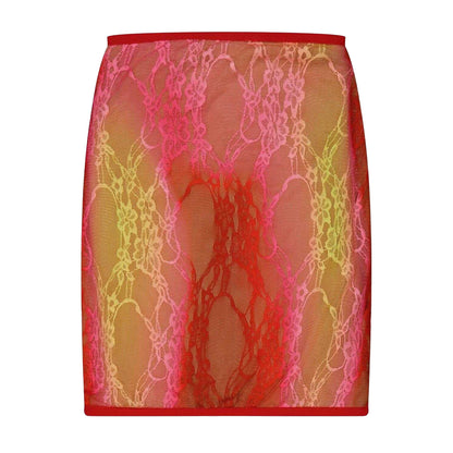 Red-Pink - Front - Sinead Gorey Womens-Ladies Floral Pattern Lace Pencil Skirt