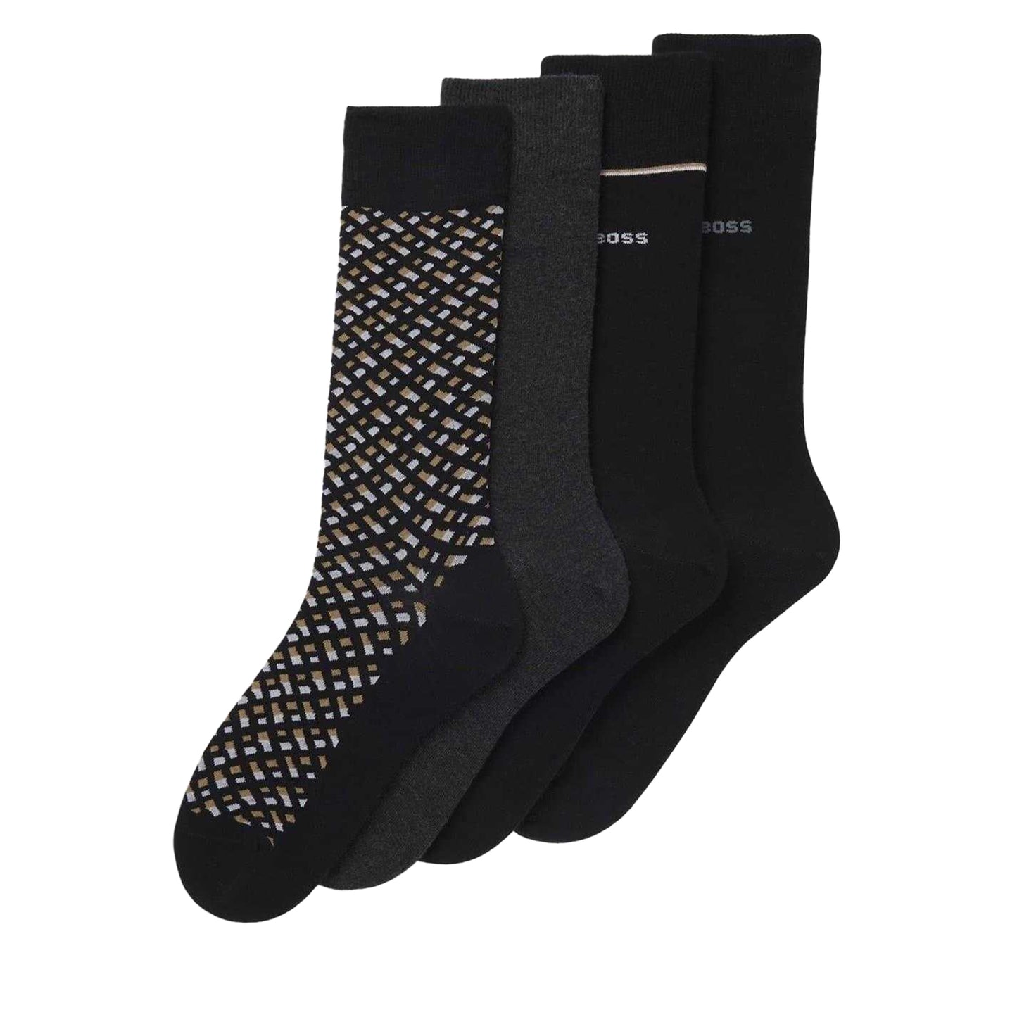 Black - Back - Boss Mens Crew Socks (Pack of 4)