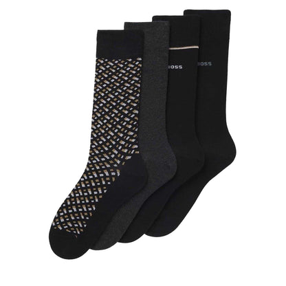 Black - Back - Boss Mens Crew Socks (Pack of 4)