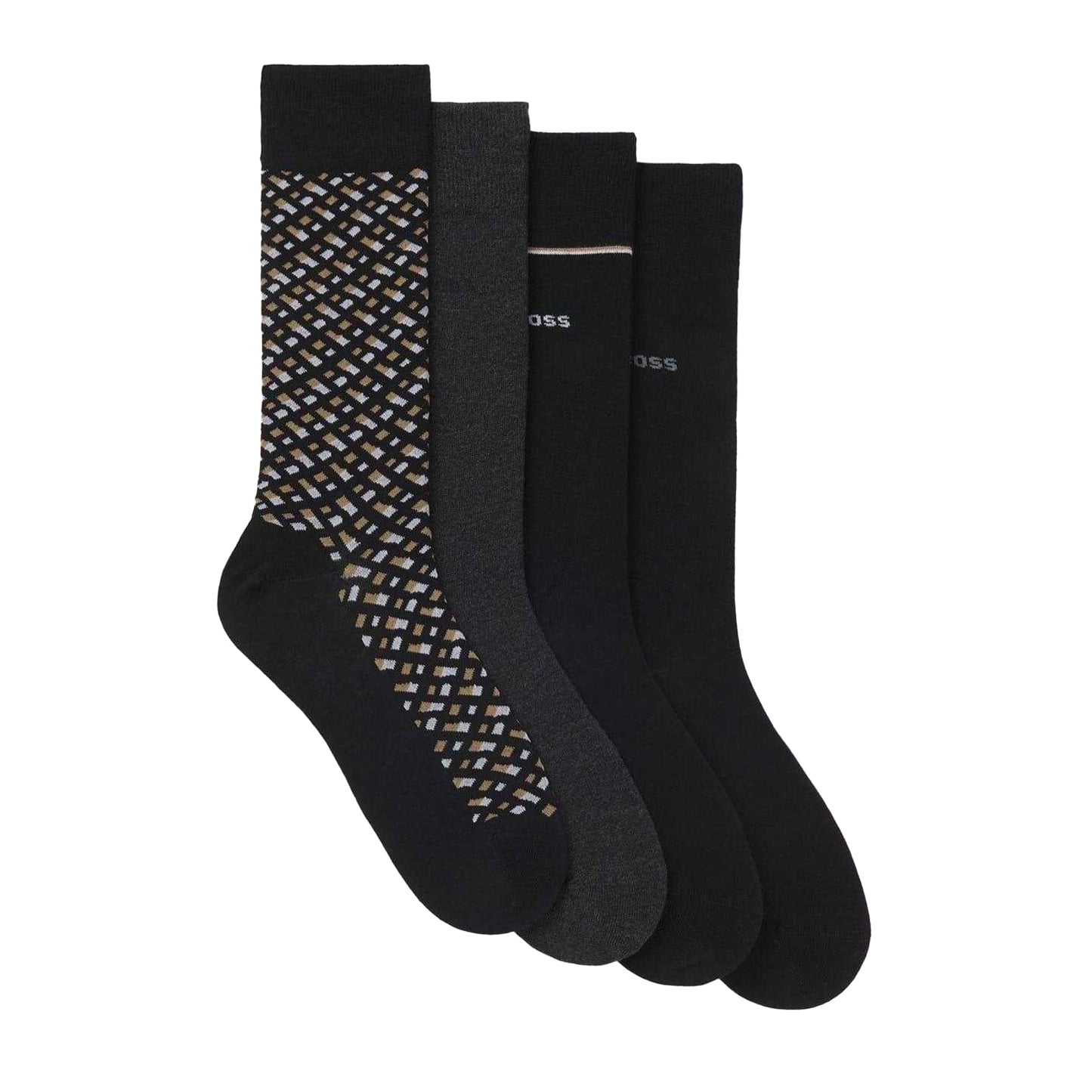 Black - Front - Boss Mens Crew Socks (Pack of 4)