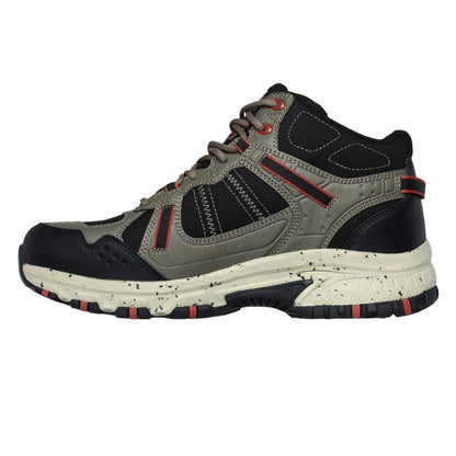 Natural-Black - Side - Skechers Mens Hillcrest Logo Leather Walking Boots