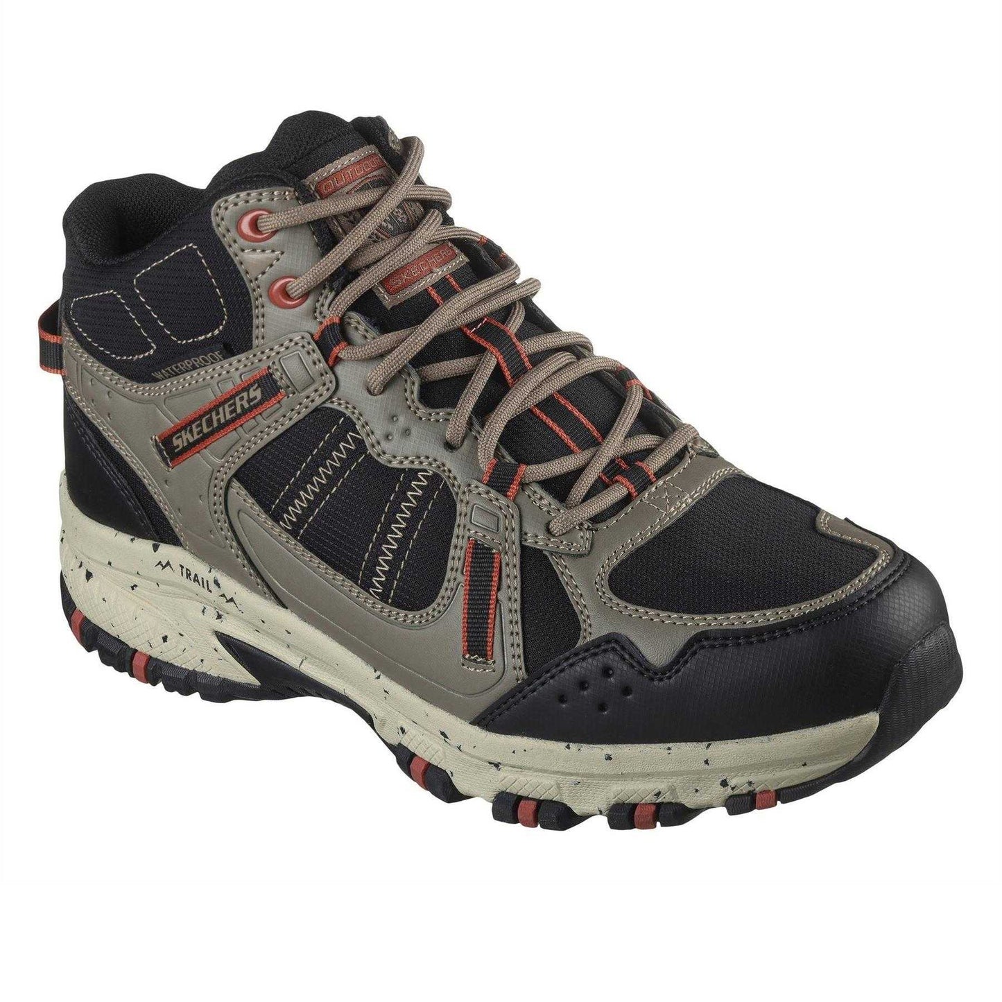 Natural-Black - Pack Shot - Skechers Mens Hillcrest Logo Leather Walking Boots