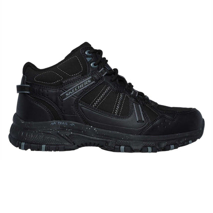 Black - Front - Skechers Mens Hillcrest Logo Leather Walking Boots