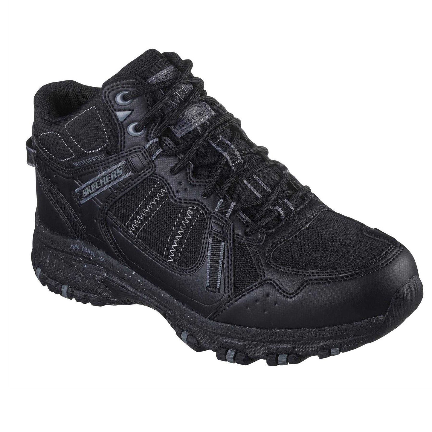Black - Pack Shot - Skechers Mens Hillcrest Logo Leather Walking Boots