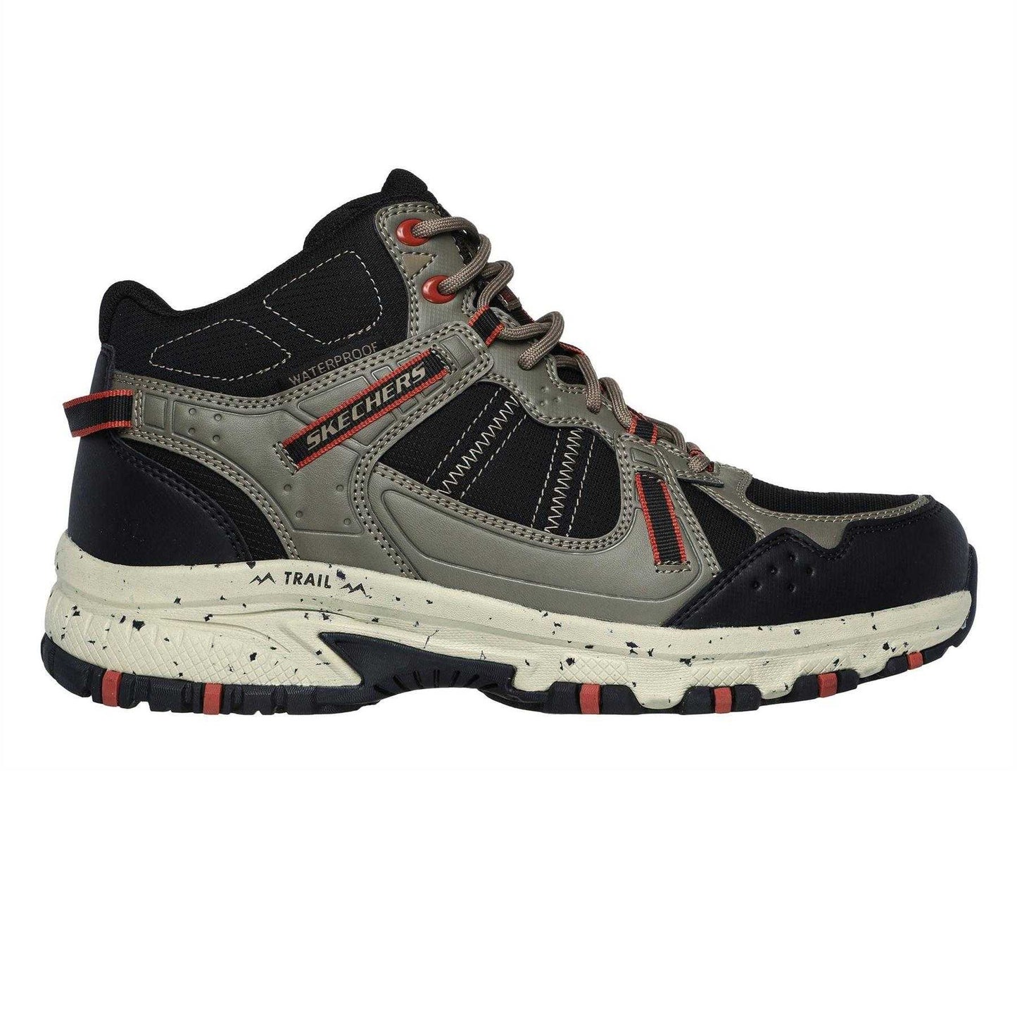 Natural-Black - Front - Skechers Mens Hillcrest Logo Leather Walking Boots