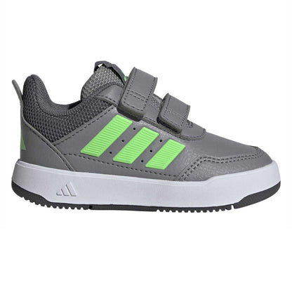 Grey-Green - Front - Adidas Baby Boys Tensaur Stripe Detail Trainers