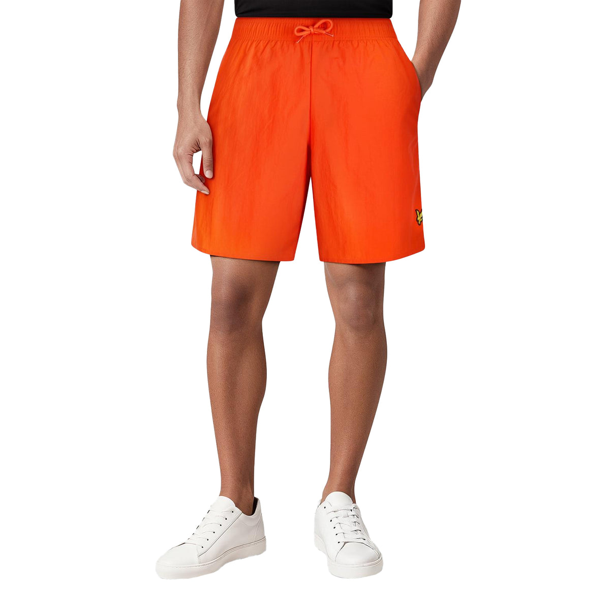Orange - Side - Lyle & Scott Mens Grosgrain Embroidered Logo Swim Shorts