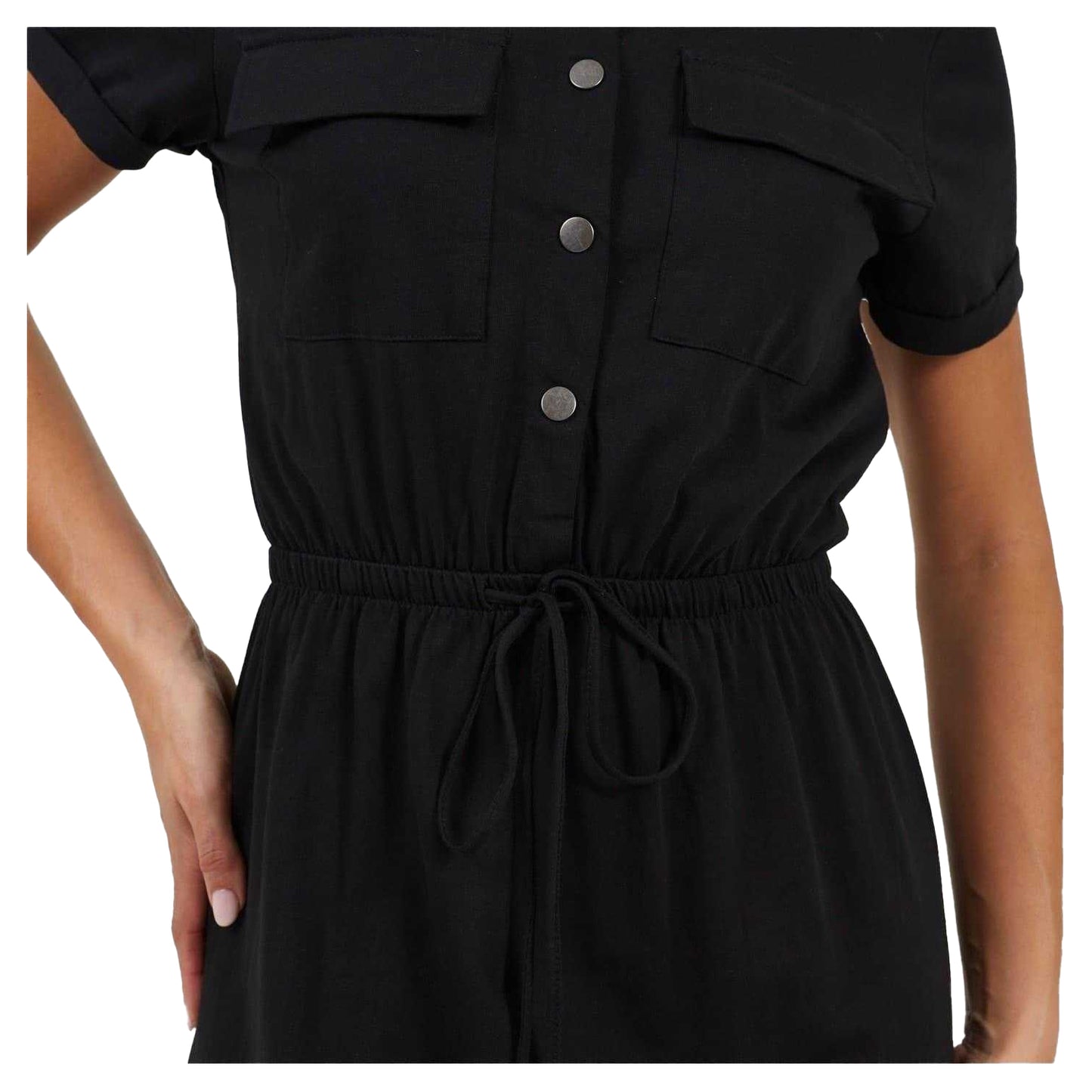 Black - Side - Brave Soul Womens-Ladies Crew Neck Midi Shirt Dress