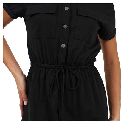 Black - Side - Brave Soul Womens-Ladies Crew Neck Midi Shirt Dress