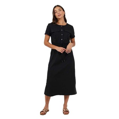 Black - Lifestyle - Brave Soul Womens-Ladies Crew Neck Midi Shirt Dress