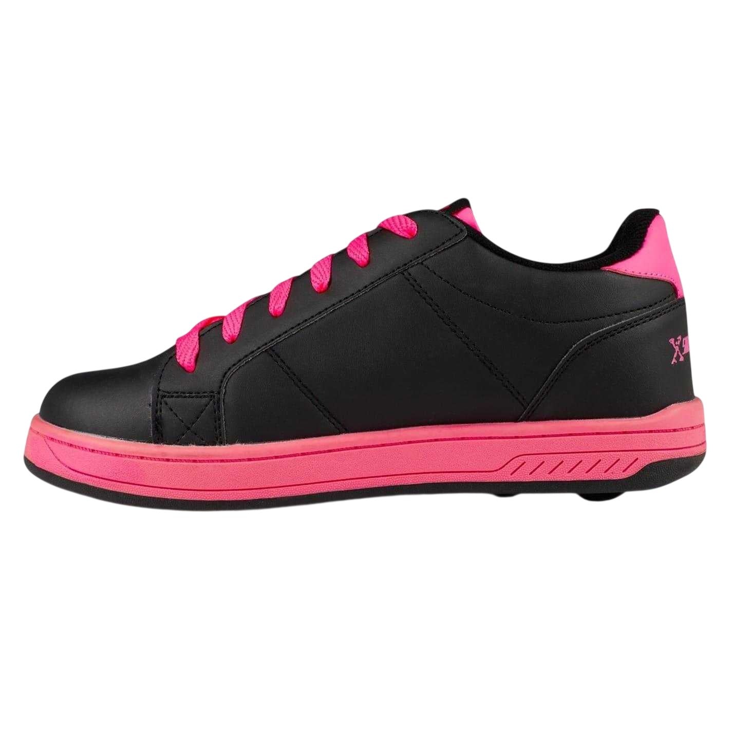 Black-Pink - Side - Sidewalk Sport Girls Wheeled Skate Shoes