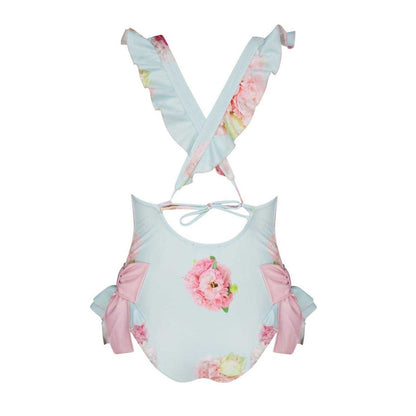Blue - Back - Phi Girls Hydrangea One Piece Swimsuit