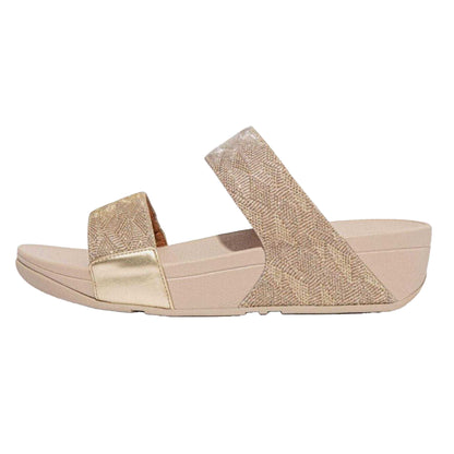 Rose Gold - Back - FitFlop Womens-Ladies Glitz Double Strap Slides