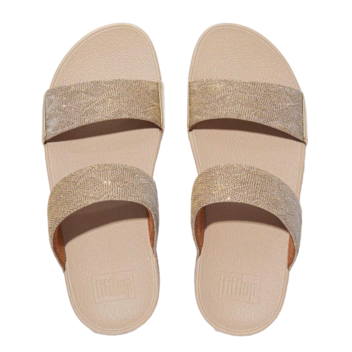 Rose Gold - Side - FitFlop Womens-Ladies Glitz Double Strap Slides