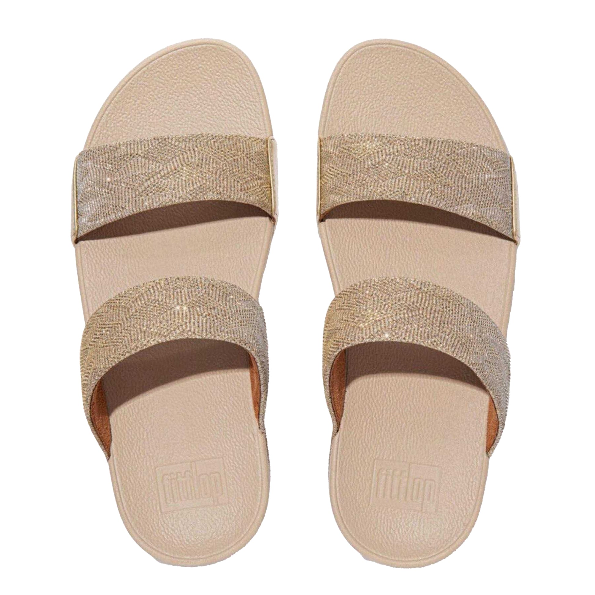 Rose Gold - Side - FitFlop Womens-Ladies Glitz Double Strap Slides