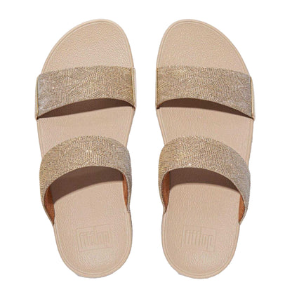 Rose Gold - Side - FitFlop Womens-Ladies Glitz Double Strap Slides