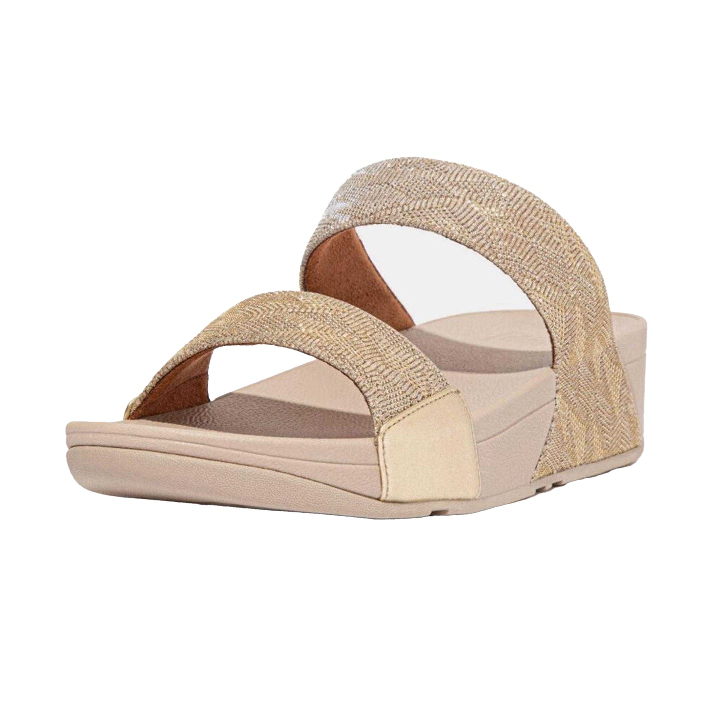 Rose Gold - Pack Shot - FitFlop Womens-Ladies Glitz Double Strap Slides