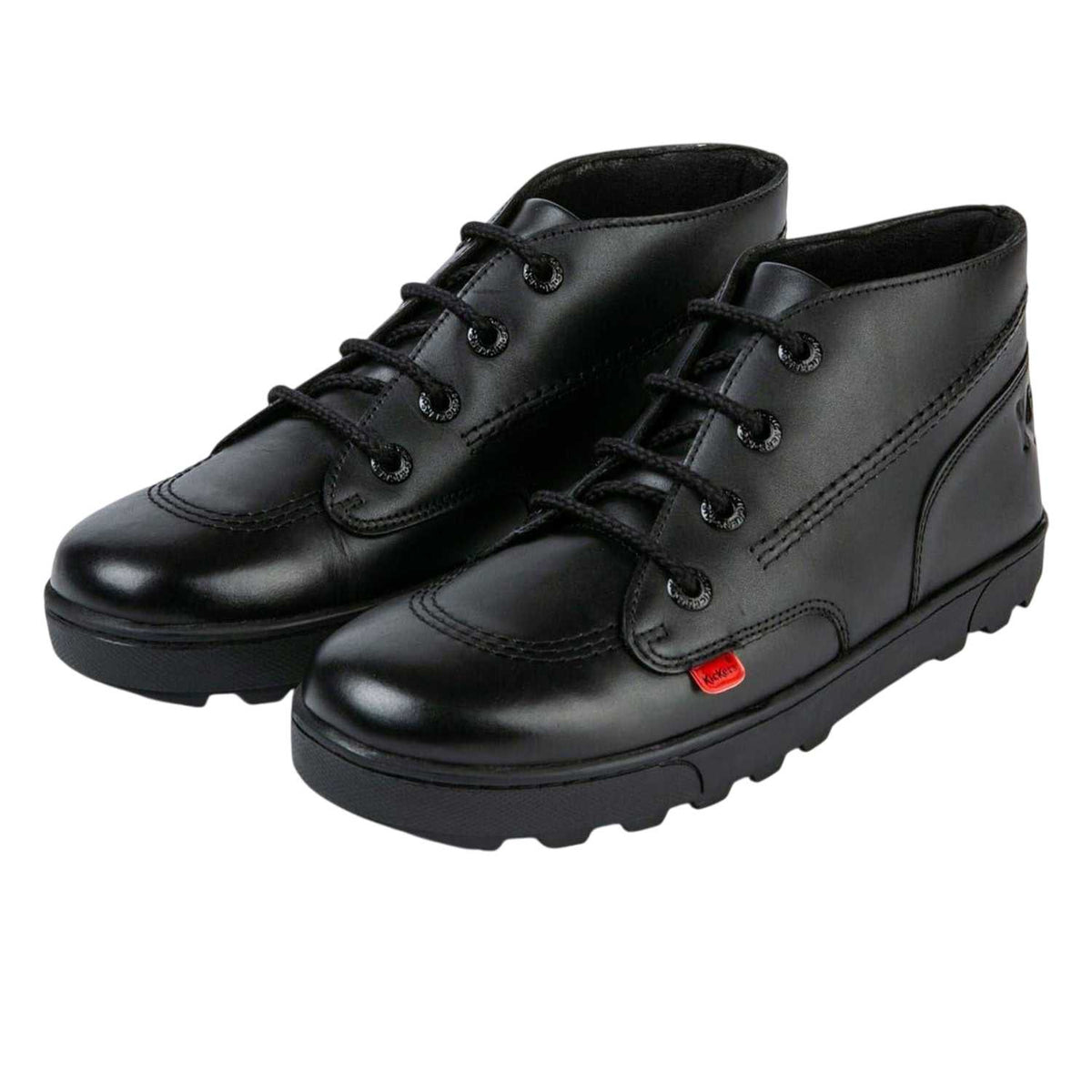 Black - Side - Kickers Childrens-Kids Disley Hi Leather Ankle Boots