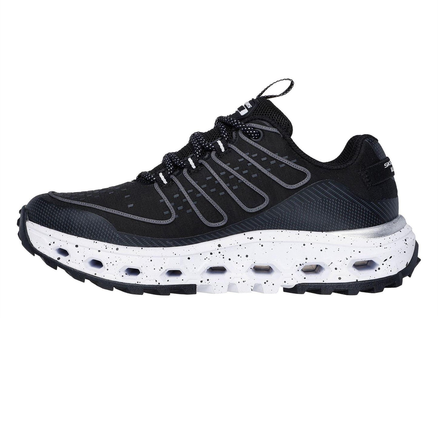 Black-White - Back - Skechers Womens-Ladies Step At Slip-on Trainers